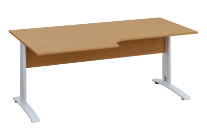 ERK 18 - 188 stůl kancelářský, rohový, levý, kovová podnož bílá, deska 18 mm, široký 1800 mm, buk Royal